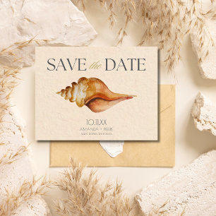Carte Postale Faire-part Seashell Beach Destination Mariage Enregistrer la