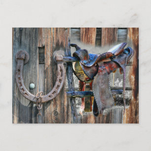 Carte Postale Faire-part Selle de cheval en fer à cheval rustique western