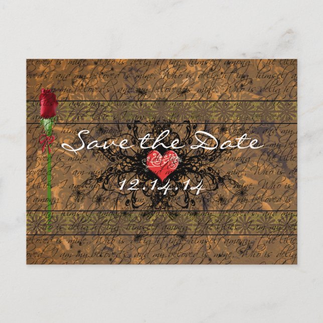 Carte Postale Faire-part Sepia Roses du temps passé sous les vagues calmant (Devant)