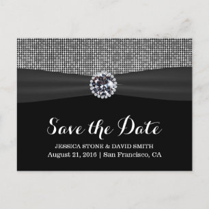 Carte Postale Faire-part Séquin moderne Silver Parties scintillant mariage