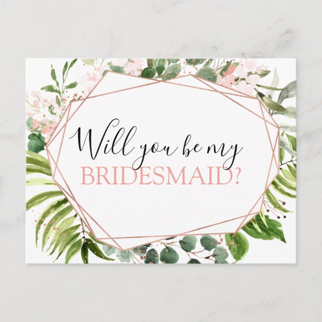Carte Postale Faire-part Serez-vous ma femme d'honneur Eucalyptus Green (Devant)