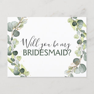Carte Postale Faire-part Serez-vous ma femme d'honneur Eucalyptus Green
