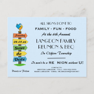 Carte Postale Faire-part Signpost Enregistrer la date Réunion, fête ou évén