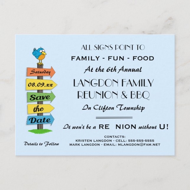 Carte Postale Faire-part Signpost Enregistrer la date Réunion, fête ou évén (Devant)
