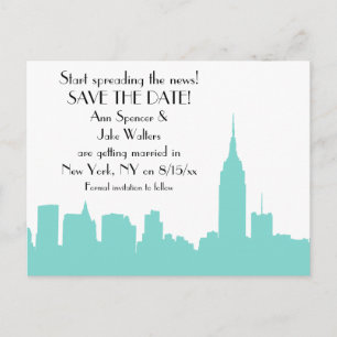Carte Postale Faire-part Silhouette de la skyline aquatique de NYC Enregist