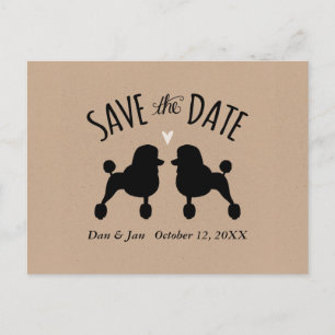Carte Postale Faire-part Silhouettes de Caniche Standard Mariage Enregistre