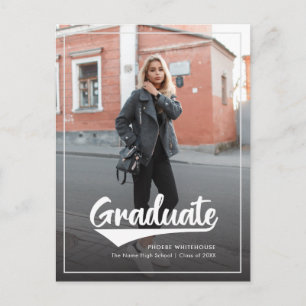 Carte Postale Faire-part Simple 2 Photo Grad 2022 Script Graduation