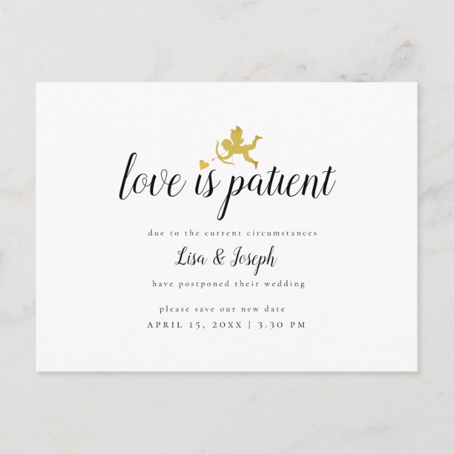 Carte Postale Faire-part Simple Amour Est Un Changement Patient De Date Rep (Devant)