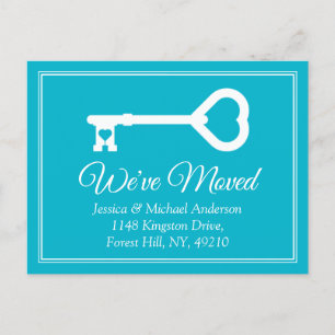 Carte Postale Faire-part Simple annonce de déménagement bleu minimaliste