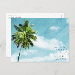 Carte Postale Faire-part Simple Beach Wedding Budget Économisez La Date