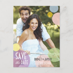 Carte Postale Faire-part Simple Bubbles Photo Wedding Enregistrer la date