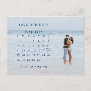 Carte Postale Faire-part Simple Calendrier photo mariage Enregistrer la dat
