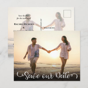 Carte Postale Faire-part Simple Élégant Moderne Écriture Photo Enregistrer 