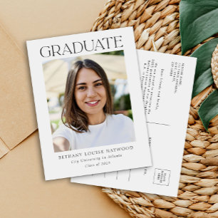 Carte Postale Faire-part Simple Élégant Photo Remise des diplômes