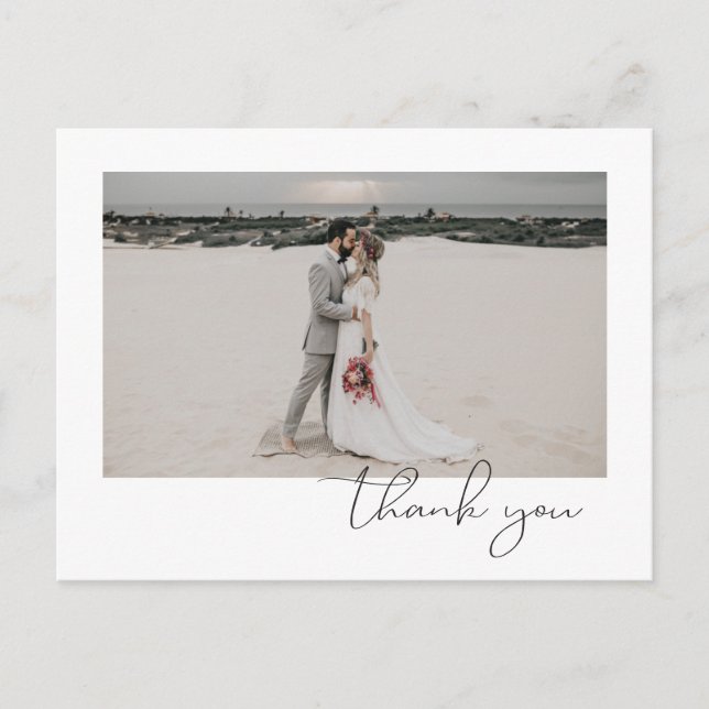 Carte Postale Faire-part Simple Élégant Sophistiqué Minimal Photo Mariage (Devant)