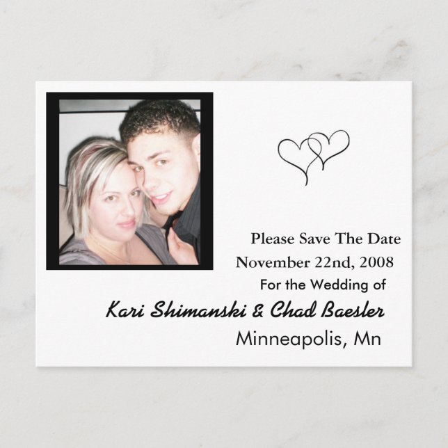 Carte Postale Faire-part Simple Enregistrer la date (Devant)