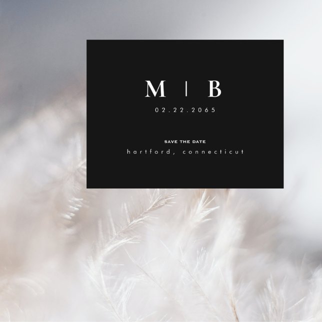 Carte Postale Faire-part Simple et élégant monogramme de mariage, enregistr (Créateur téléchargé)