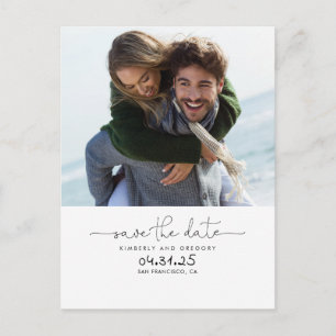 Carte Postale Faire-part Simple et minimal Enregistrer la photo de date