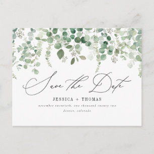Carte Postale Faire-part Simple Eucalyptus Moderne Calligraphie Enregistrer