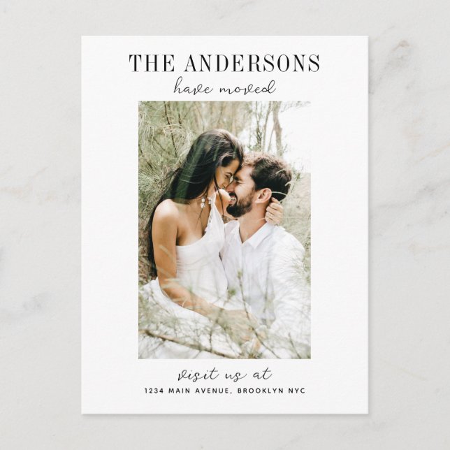 Carte Postale Faire-part Simple Famille Moderne Ont Déplacé Photo Déplaceme (Devant)