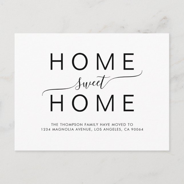 Carte Postale Faire-part Simple Home Sweet Home Typographie de script Movin (Devant)