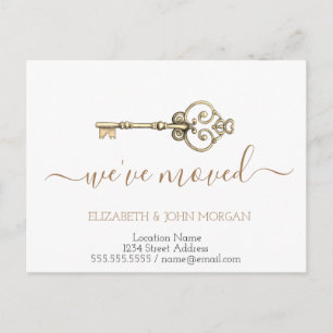 Carte Postale Faire-part Simple J'ai déplacé Gold Key Nouvelle adresse