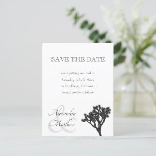 Carte Postale Faire-part Simple mariage Joshua tree Date à retenir en N&B