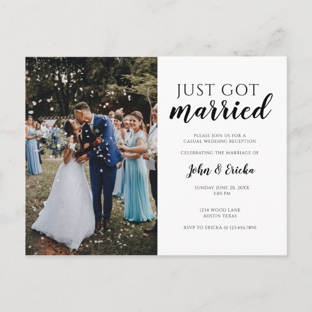 Carte Postale Faire-part Simple Mariage Mariés Fuite de Mariage (Devant)
