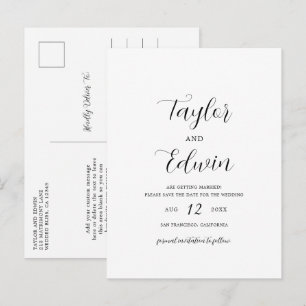 Carte Postale Faire-part Simple Mariage Moderne Contemporain Économisez La 