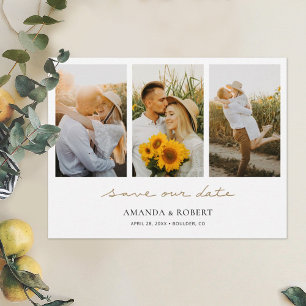 Carte Postale Faire-part Simple Modern Multi Photo Collage Enregistrer la d