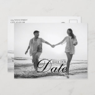 Carte Postale Faire-part Simple Modern Script superposition photo Enregistr