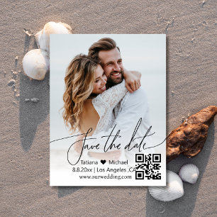 Carte Postale Faire-part simple moderne qr code couple photo enregistrer la