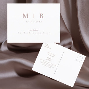 Carte Postale Faire-part Simple Monogramme Rose Gold Texte Enregistrer la d