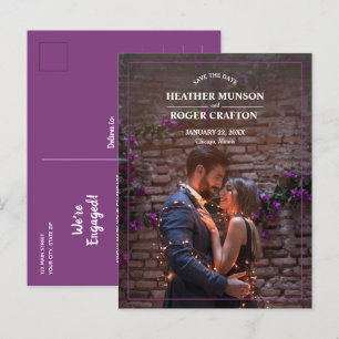 Carte Postale Faire-part Simple Photo de mariage à la frontière Enregistrez