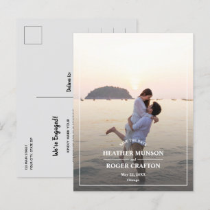 Carte Postale Faire-part Simple Photo de mariage avec bordure Enregistrez l