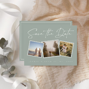 Carte Postale Faire-part Simple Sage Green Photo Wedding Enregistrer la dat