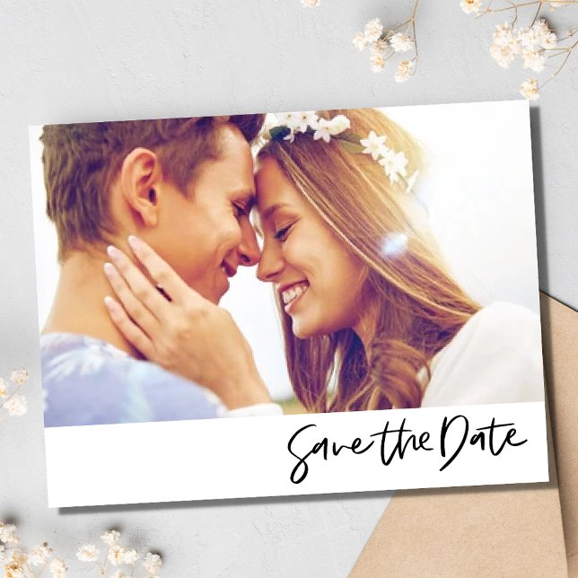 Carte Postale Faire-part Simple Script Photo Wedding Enregistrer la date (Simple Script Photo Wedding Save the Date)