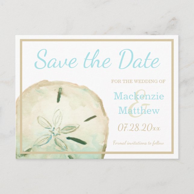 Carte Postale Faire-part Simple thème de plage Save the Date (Devant)