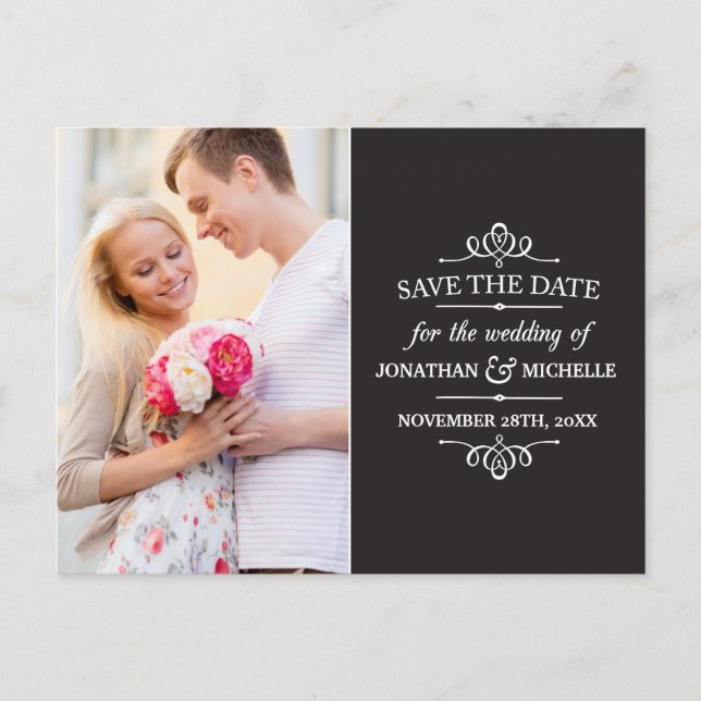 Carte Postale Faire-part Simple Vintage | Photo Faire Part de Date (Devant)