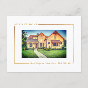 Carte Postale Faire-part Simply Chic Gold Foil Photo New Home Moving