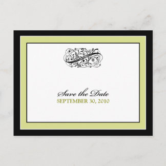 Carte Postale Faire-part Simply Elegant Black/Lime Green Enregistrer la dat