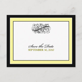 Carte Postale Faire-part Simply Elegant Black/Yellow Enregistrer la date