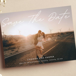 Carte Postale Faire-part Simply Elegant Photo White Text Save The Date