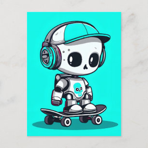 Carte Postale Faire-part Skate SkullBot