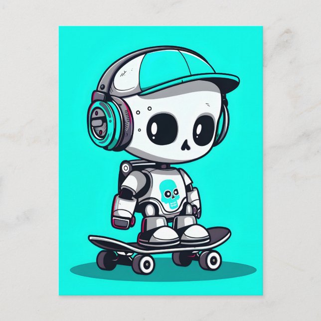 Carte Postale Faire-part Skate SkullBot (Devant)