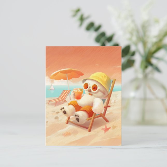 Carte Postale Faire-part Smile Dog - Mode Plage Activé (Debout devant)