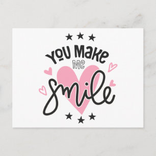 Carte Postale Faire-part Smile Pink Heart Love Heart Thinking You Hello