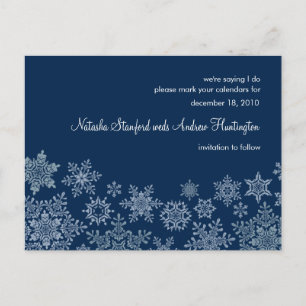 Carte Postale Faire-part Snowflakes d'hiver Mariage Enregistrer la date Car