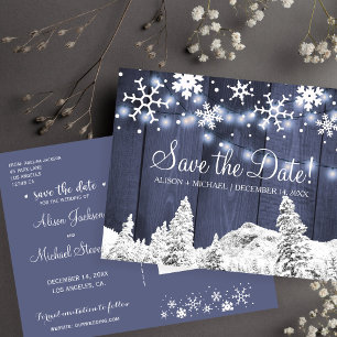Carte Postale Faire-part Snowflakes rustique phares suspendus mariage enreg