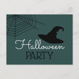 Carte Postale Faire-part Sorcières Casquette & Web, Halloween Party Invitat